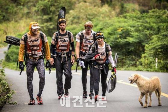 멀티스포츠 대회에 참가한 유기견, 끝까지 코스 완주