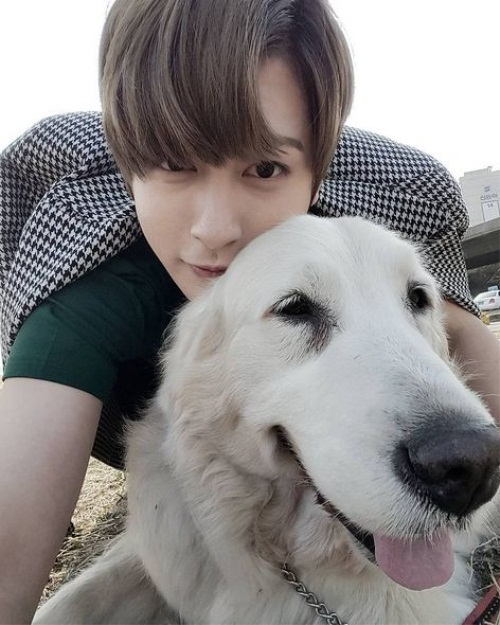 블락비 재효, 리트리버와 훈훈 투샷 가만히 있어도 웃는 얼굴