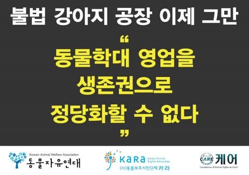 카라·케어·동물 자유연대, 동물학대 영업으로 생존권 정당화 안돼