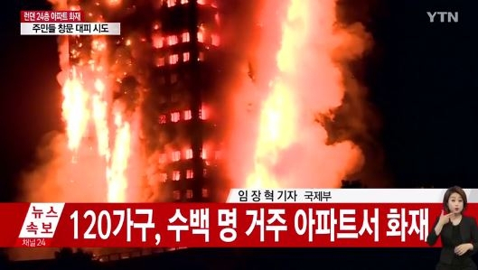 시뻘건 화염...런던화재, 한밤중에 아비규환