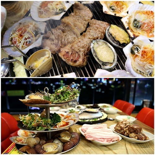 부산광안리 맛집 풍성숯불갈비 대표메뉴 '3단 조감살' 신선한 해산물과 부드러운 고기의 조합