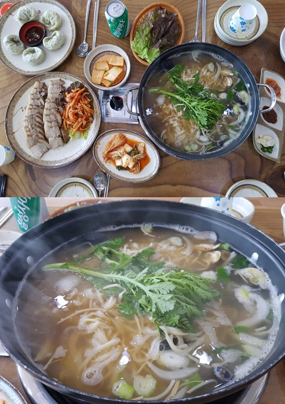 꽃지해수욕장 해물칼국수 식도락, 태안 안면도 맛집 '전통딴뚝칼국수' 탐방