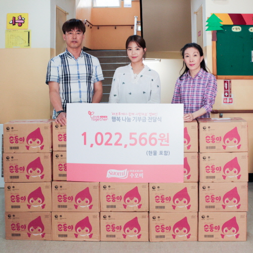 아기물티슈 순둥이, 사회복지단체 6곳에 물티슈와 후원금 전달