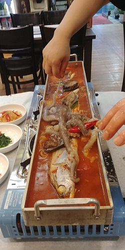 제주도 서귀포시 중문 맛집 '기원뚝배기' 특제양념의 통갈치조림 주문하면 생전복 무료제공