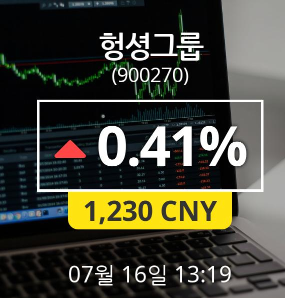 (코스닥상승) 헝셩그룹(900270)  5.33% 상승