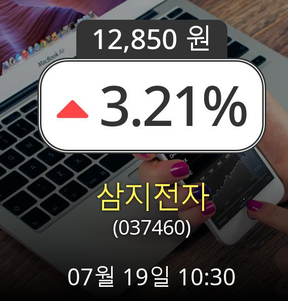 (코스닥상승) ▲삼지전자(037460)  3.21% 상승