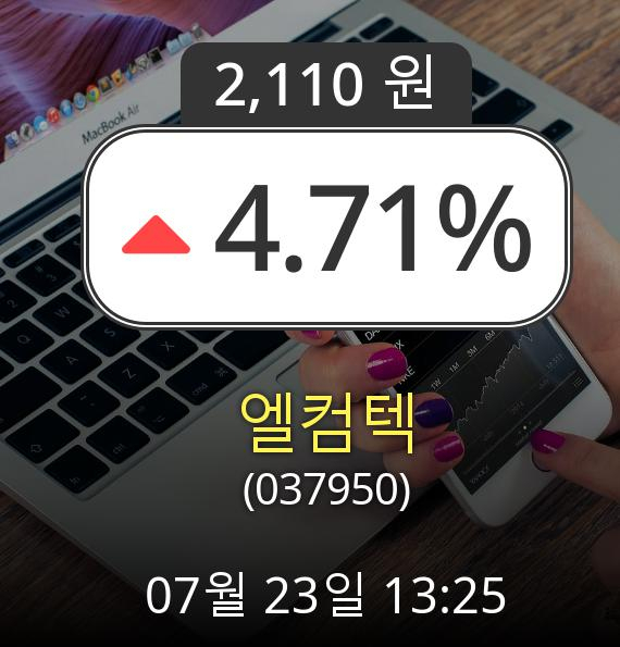 (코스닥상승) ▲엘컴텍(037950)  4.71% 상승