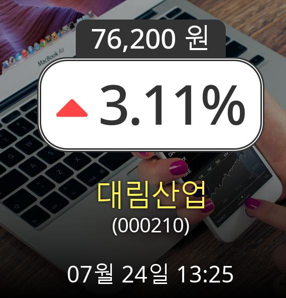 (코스닥상승) ▲대림산업(000210)  3.11% 상승