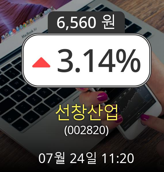 (코스닥상승) ▲선창산업(002820)  3.14% 상승