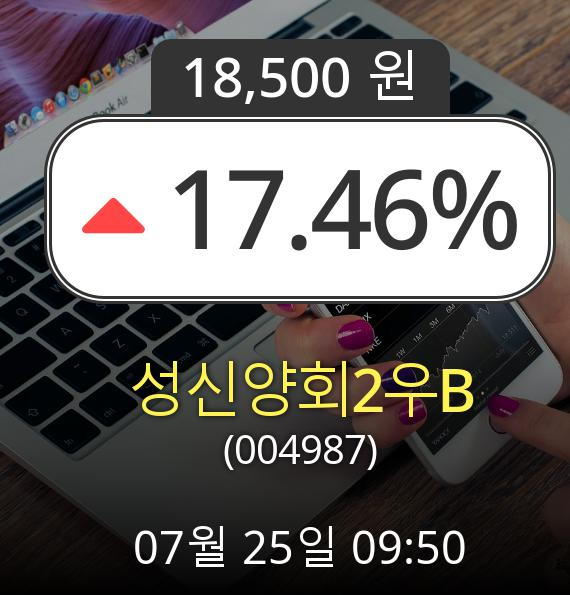 (코스피상승) 성신양회2우B(004987)  17.46% 상승