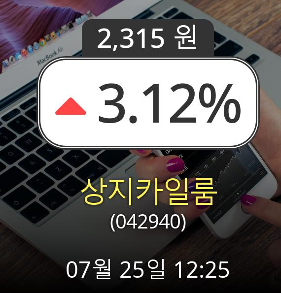 (코스닥상승) ▲상지카일룸(042940)  3.12% 소폭 상승