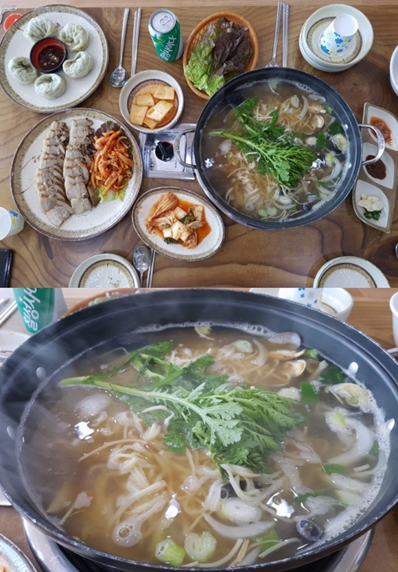 꽃지해수욕장 물놀이 후 여유로운 외식...태안 안면도 맛집 '전통딴뚝칼국수'