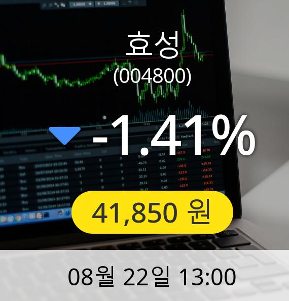 [효성주가] 22일 오후 1시 00분 41,850원