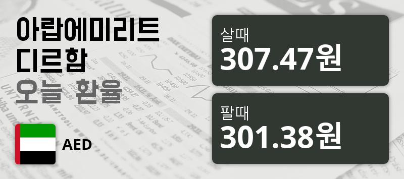 [환전환율] 22일 디르함 팔때 307.47원, 살때 301.38원 ▼-0.31%감소