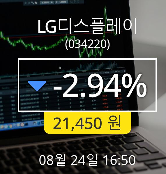 [마감시황]LG디스플레이장종주가 24일 오후 4시 50분 21,450원