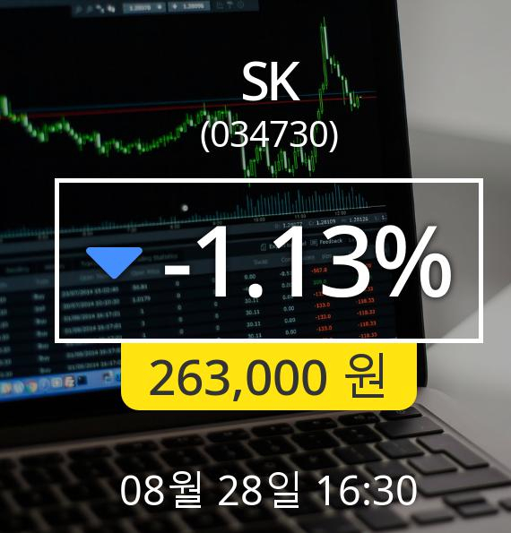 [마감시황]SK장종주가 28일 오후 4시 30분 263,000원