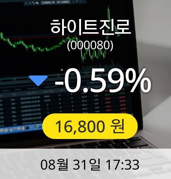 [마감시황]하이트진로장종주가 31일 오후 5시 33분 16,800원