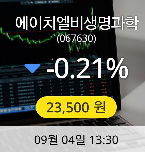 [에이치엘비생명과학주가] 4일 오후 1시 30분 23,500원