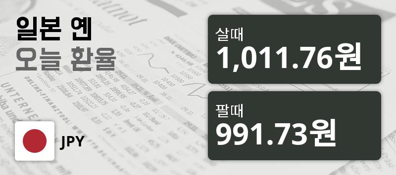 [환전환율] 3일 日엔 살때 1,011.76원, 팔때 991.73원 ▲0.31%상승