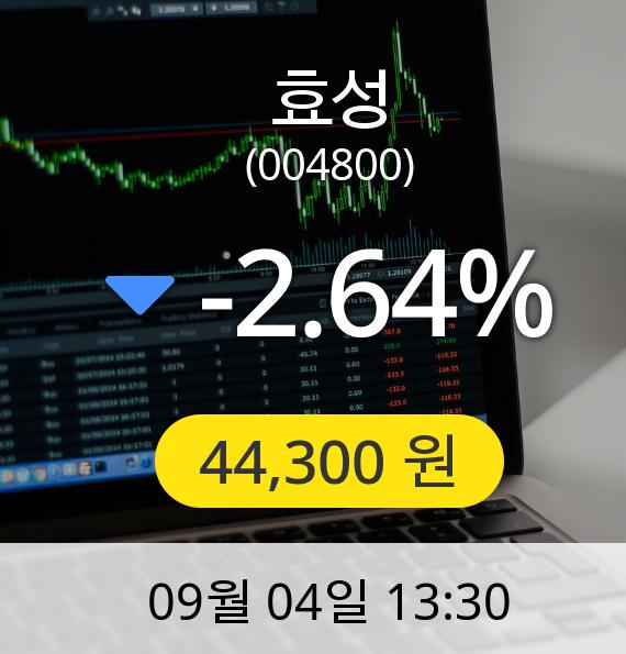 [효성주가] 4일 오후 1시 30분 44,300원