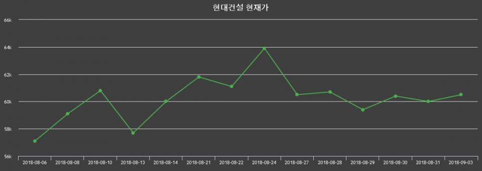 ▲지난 30영업일 동안 현대건설 종목 종가정보