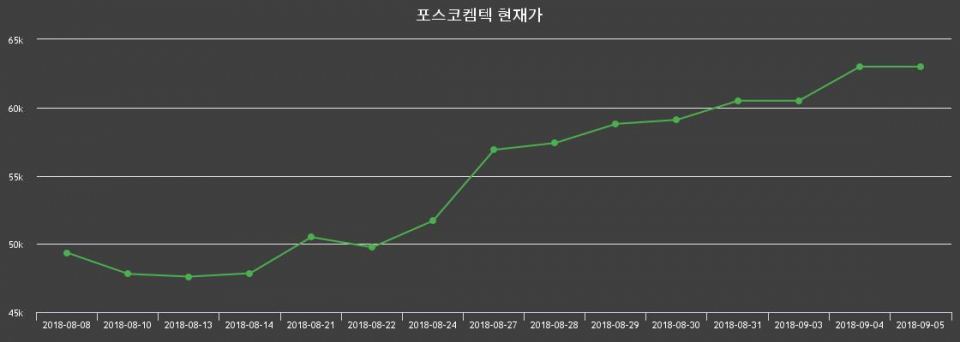 ▲지난 30영업일 동안 포스코켐텍 주가변동정보