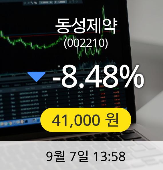 [동성제약주가] 7일 오후 1시 58분 41,000원