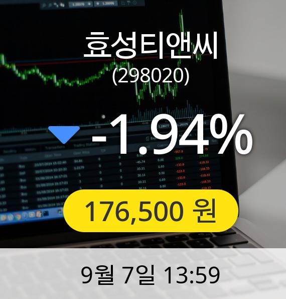 [효성티앤씨주가] 7일 오후 1시 59분 176,500원