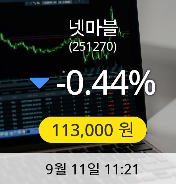 [넷마블주가] 11일 오전 11시 21분 113,000원