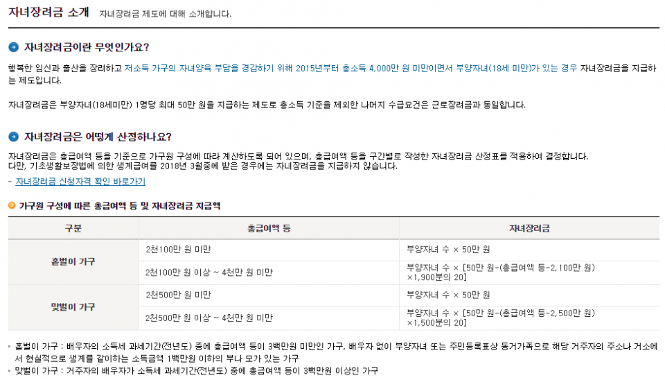 '2018년 자녀장려금 지급제외' 조건은? 자격 및 신청 방법, 준비서류까지 확인