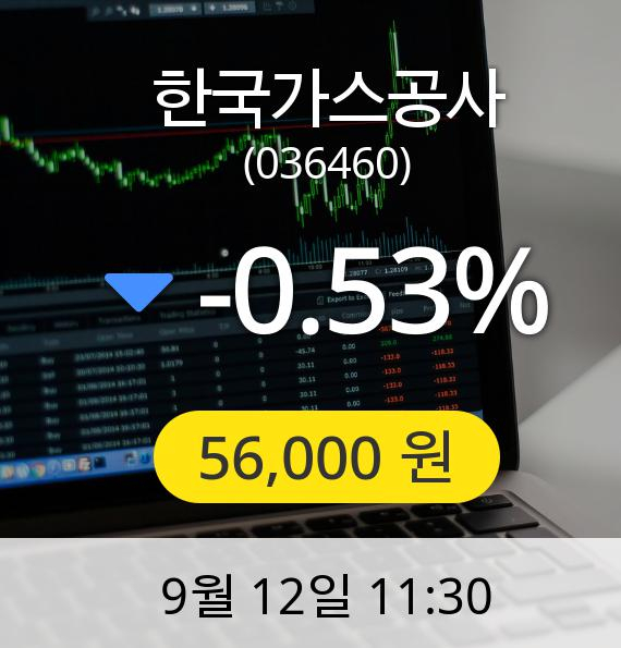 [한국가스공사주가] 12일 오전 11시 30분 56,000원