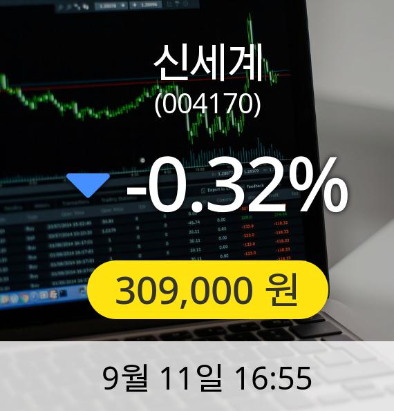 [마감시황]신세계장종주가 11일 오후 4시 55분 309,000원