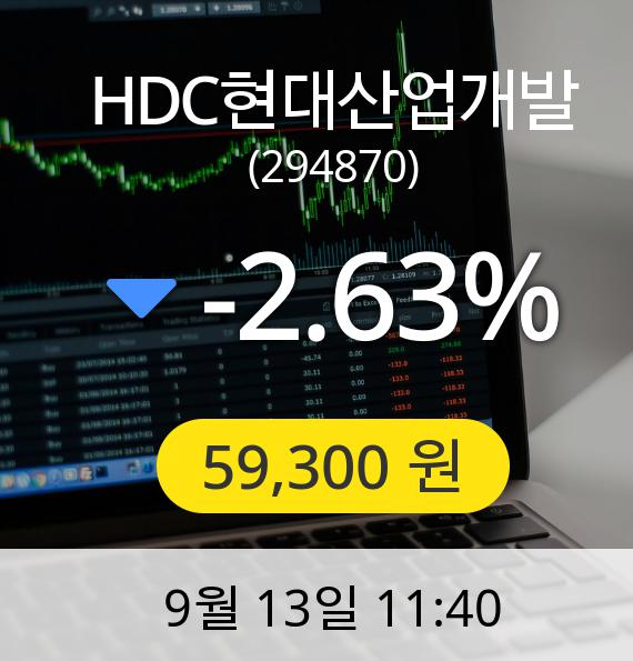 [HDC현대산업개발주가] 13일 오전 11시 40분 59,300원