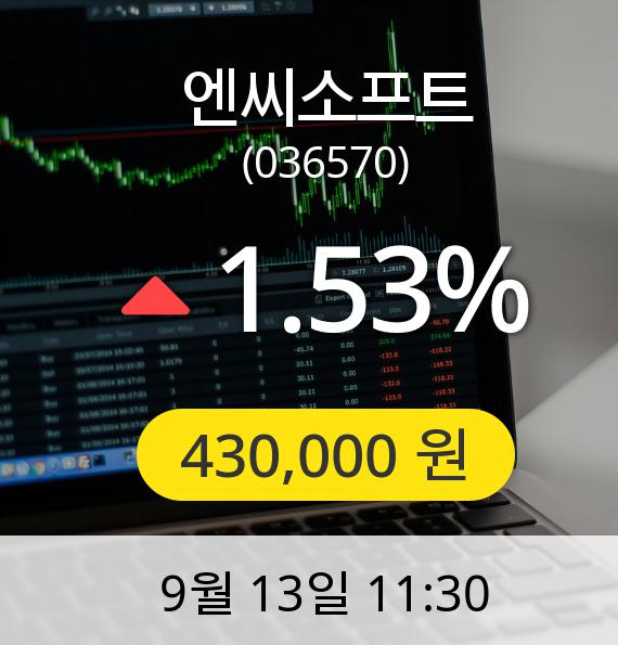 [엔씨소프트주가] 13일 오전 11시 30분 430,000원