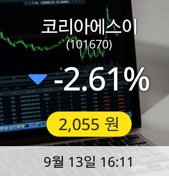 [마감시황]코리아에스이장종주가 13일 오후 4시 11분 2,055원