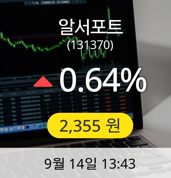 [알서포트주가] 14일 오후 1시 43분 2,355원