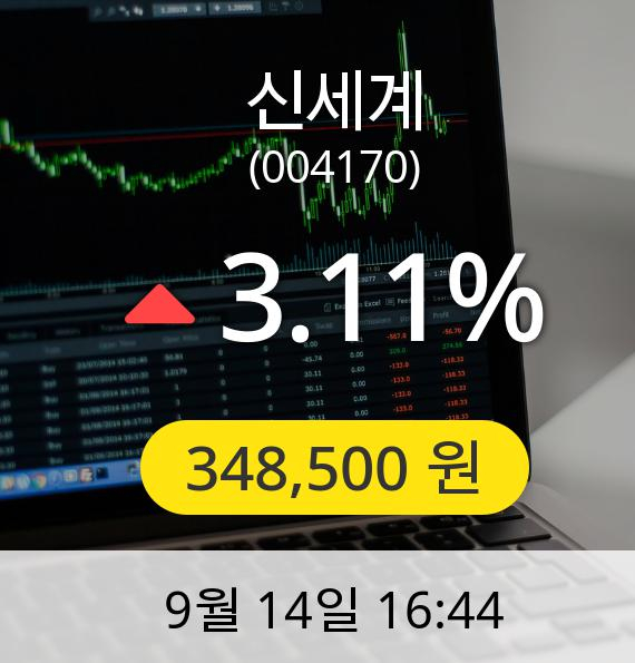 [마감시황]신세계장종주가 14일 오후 4시 44분 348,500원