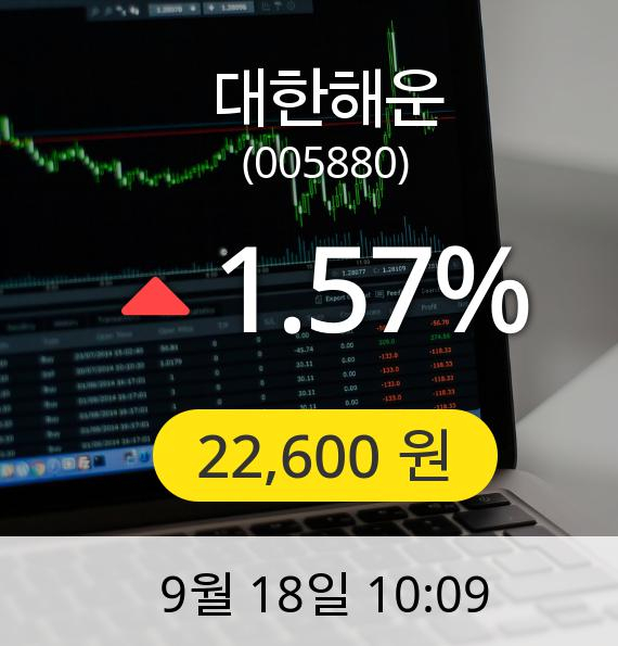 [대한해운주가] 18일 오전 10시 09분 22,600원