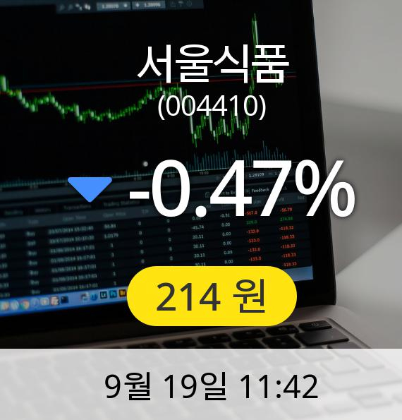 [서울식품주가] 19일 오전 11시 42분 214원