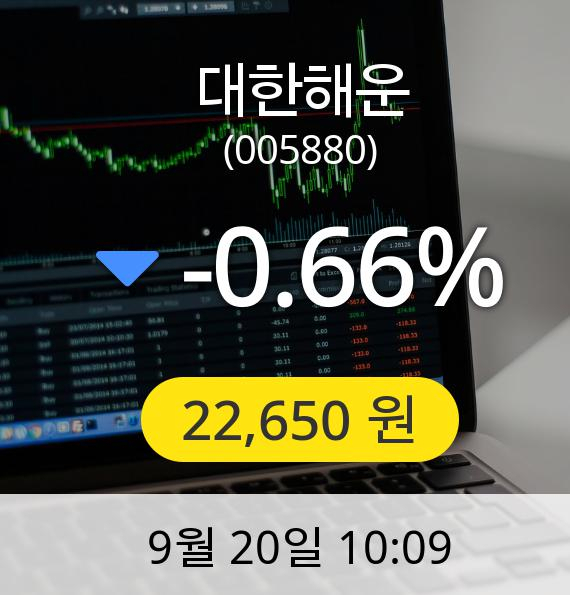 [대한해운주가] 20일 오전 10시 09분 22,650원