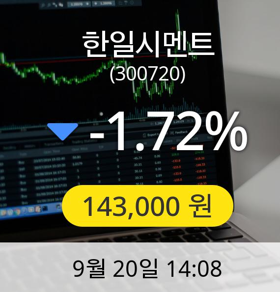 [한일시멘트주가] 20일 오후 2시 08분 143,000원