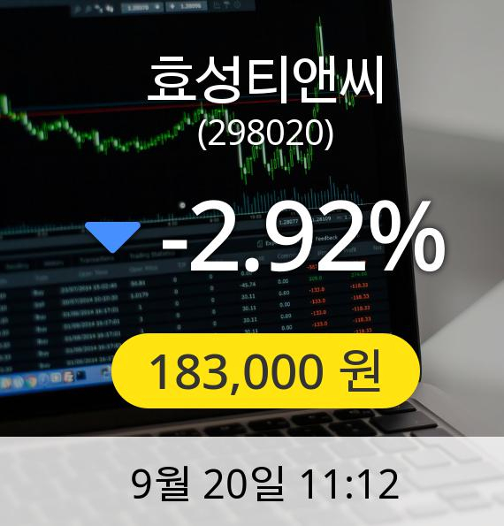 [효성티앤씨주가] 20일 오전 11시 12분 183,000원