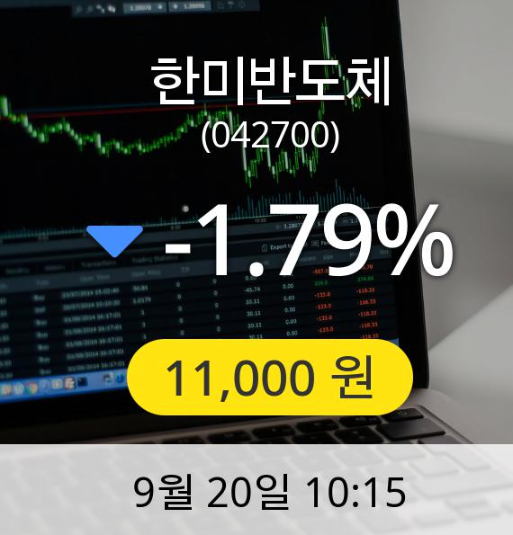 [한미반도체주가] 20일 오전 10시 15분 11,000원