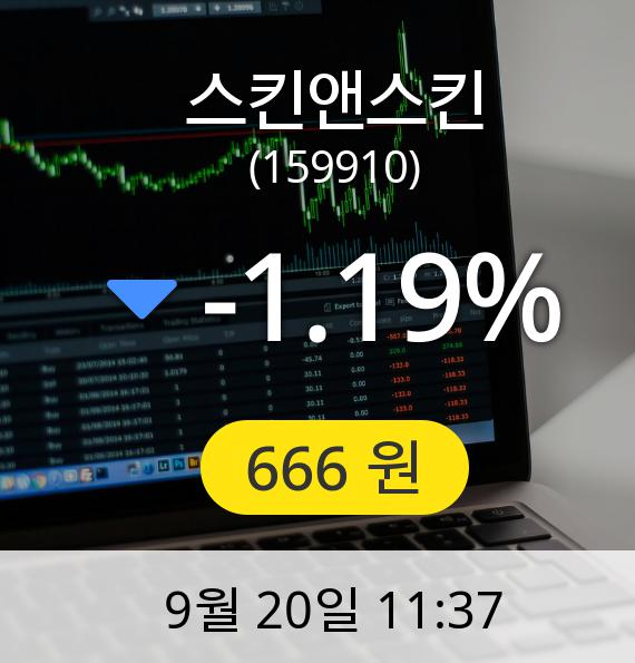 [스킨앤스킨주가] 20일 오전 11시 37분 666원