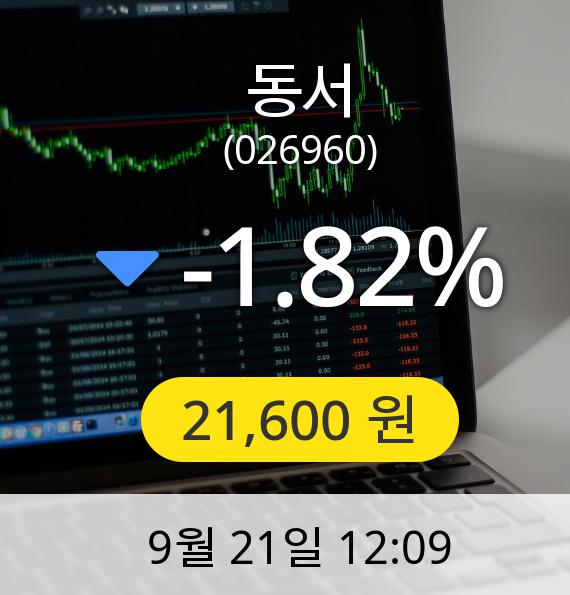 [동서주가] 21일 오후 12시 09분 21,600원