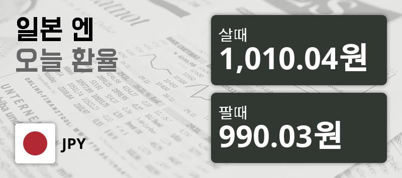 환율 20일 엔화 환율 살때 1,010.04원, 팔때 990.03원 ▼-0.24%감소