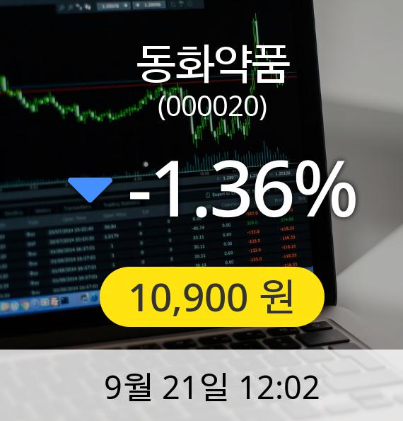 [동화약품주가] 21일 오후 12시 02분 10,900원