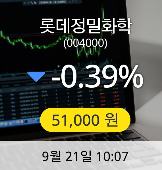 [롯데정밀화학주가] 21일 오전 10시 07분 51,000원