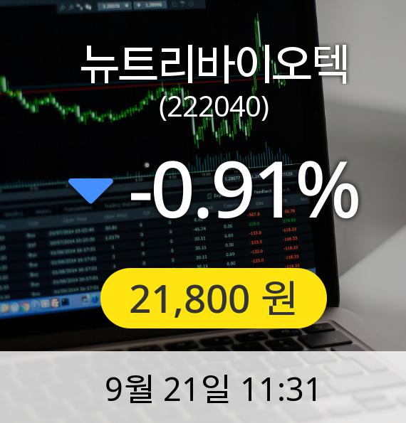 [뉴트리바이오텍주가] 21일 오전 11시 31분 21,800원