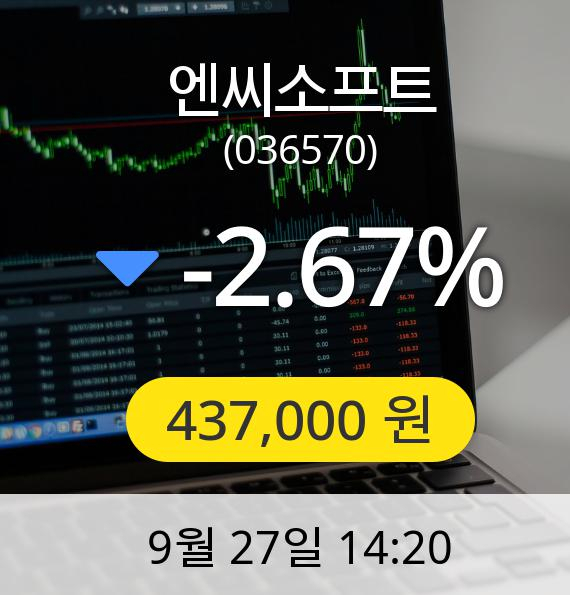 [엔씨소프트주가] 27일 오후 2시 20분 437,000원